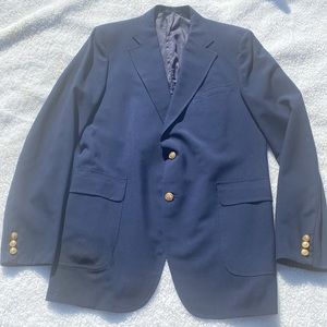 Navy Blazer antique designer Gold Buttons sport Coat 42 R